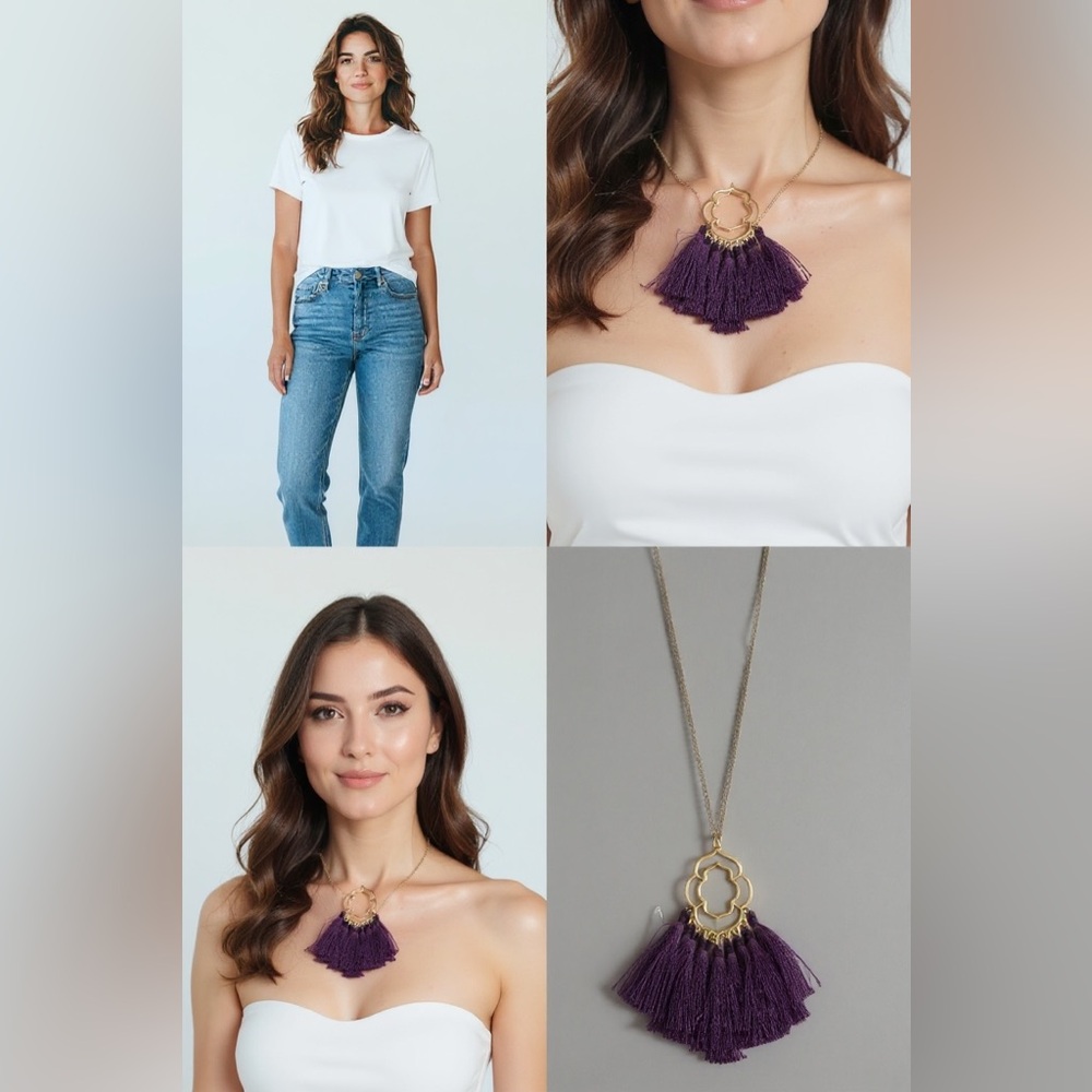 Women’s Purple Tassel Pendant Necklace - Unbranded